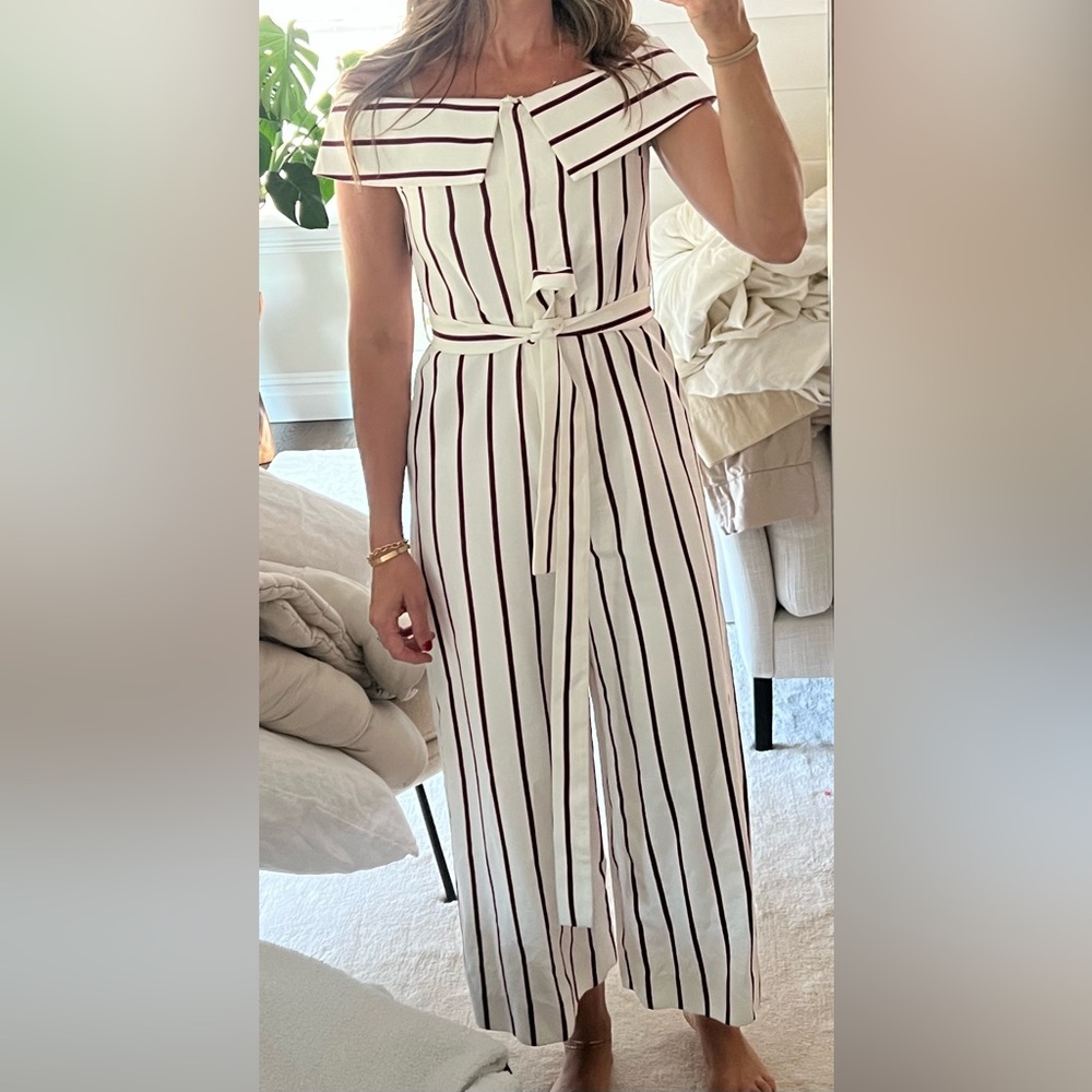 Alexis Striped Off-Shoulder Jumpsuit